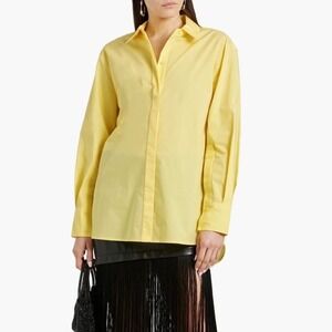 Simkhai Chandler Cotton Blend Poplin Oversized Button Shirt in Yellow SZ S